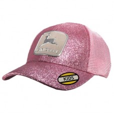 John Deere Hat Vintage Logo Cap- Glitter Mesh Pink - Kids Size